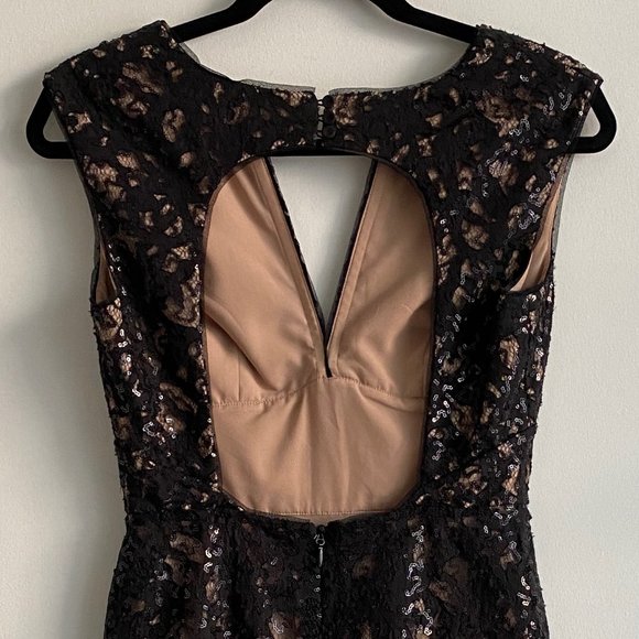 BCBG MAXAZRIA Black Lace Cream Dress - Picture 3 of 5